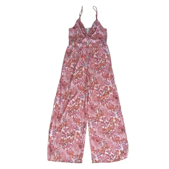 NWT Sweet Lemon baby pink paisley metal ring cutout jumpsuit size M - Picture 4 of 9